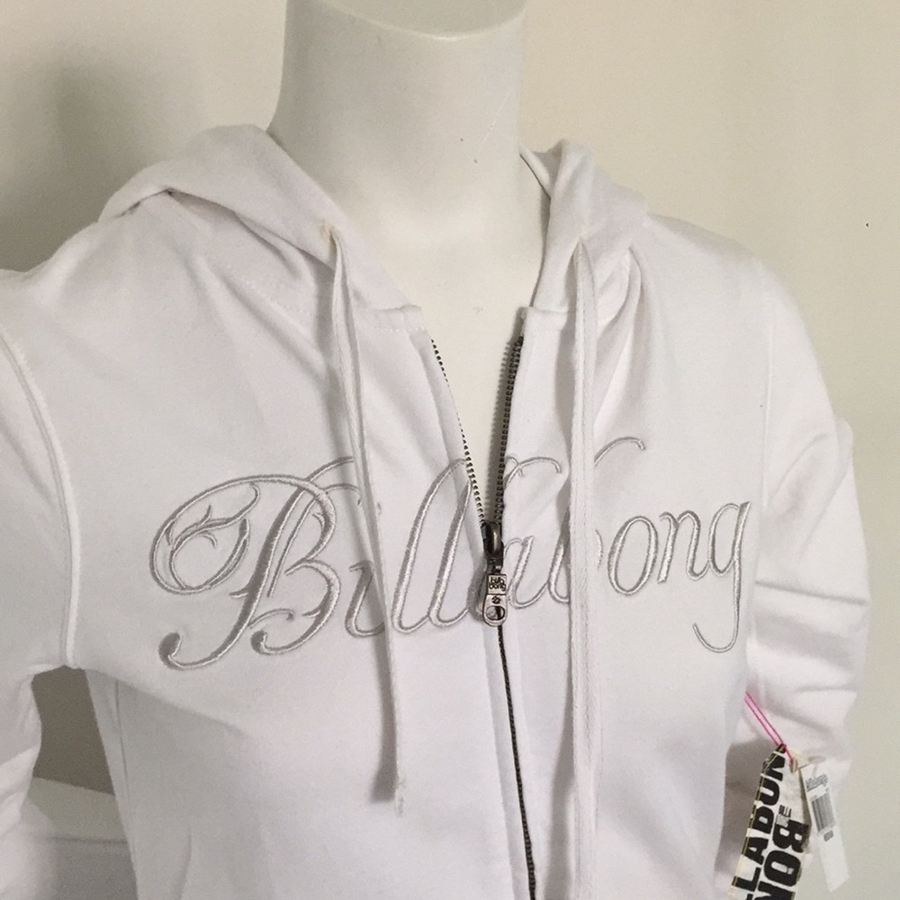 NWT Billabong White Zip-up Hoodie